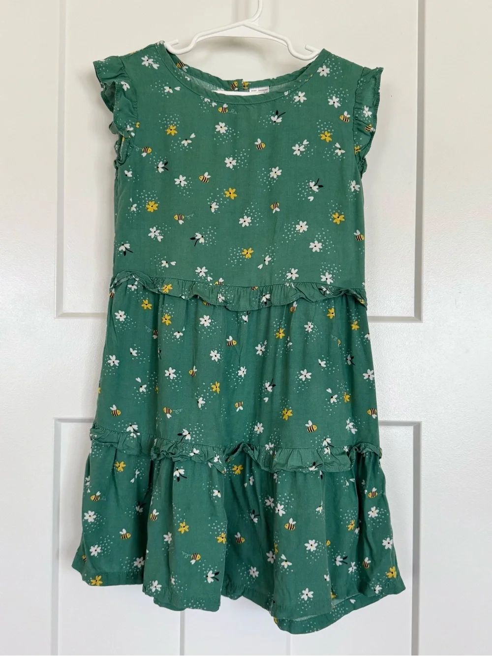 Carter’s Girls Green Bee Floral Tiered Dress Size 5T